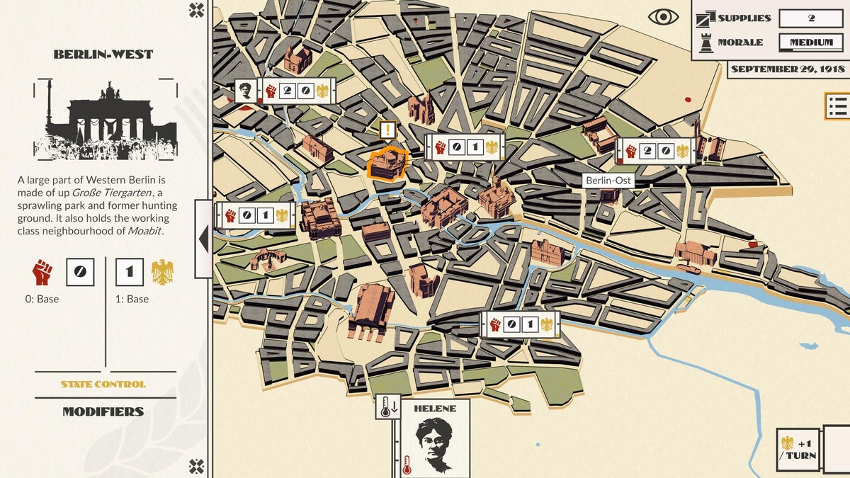 Overthrow the Kaiser in Red Echoes: Berlin, a Weimar-era turn-based strategy game in the style of Suzerain