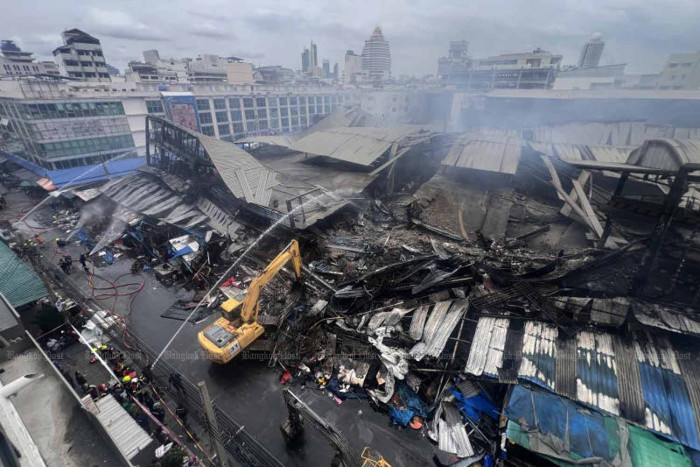 Collapsed floors prevent investigators reaching heart of Khlongthom fire