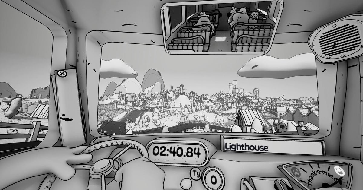 Double Fine's first game post-Xbox split is a goofy bus driving sim all about slapping passengers who don't follow the rules and doing a good job
