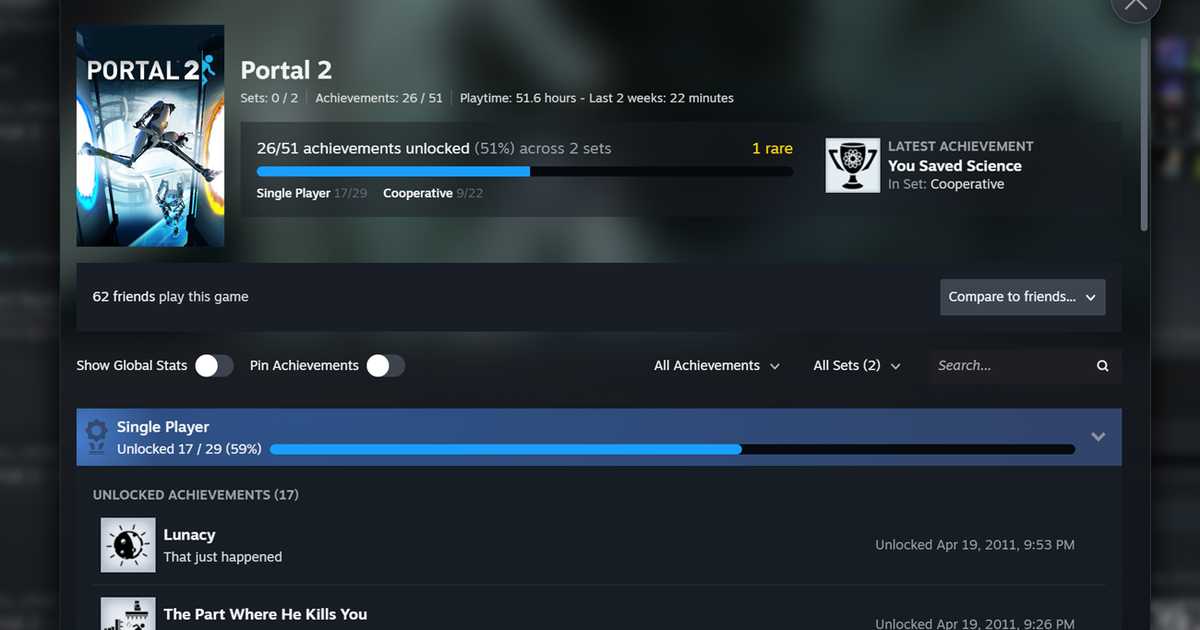 Steam's Achievement Sets beta aims to stop new content breaking your completion status