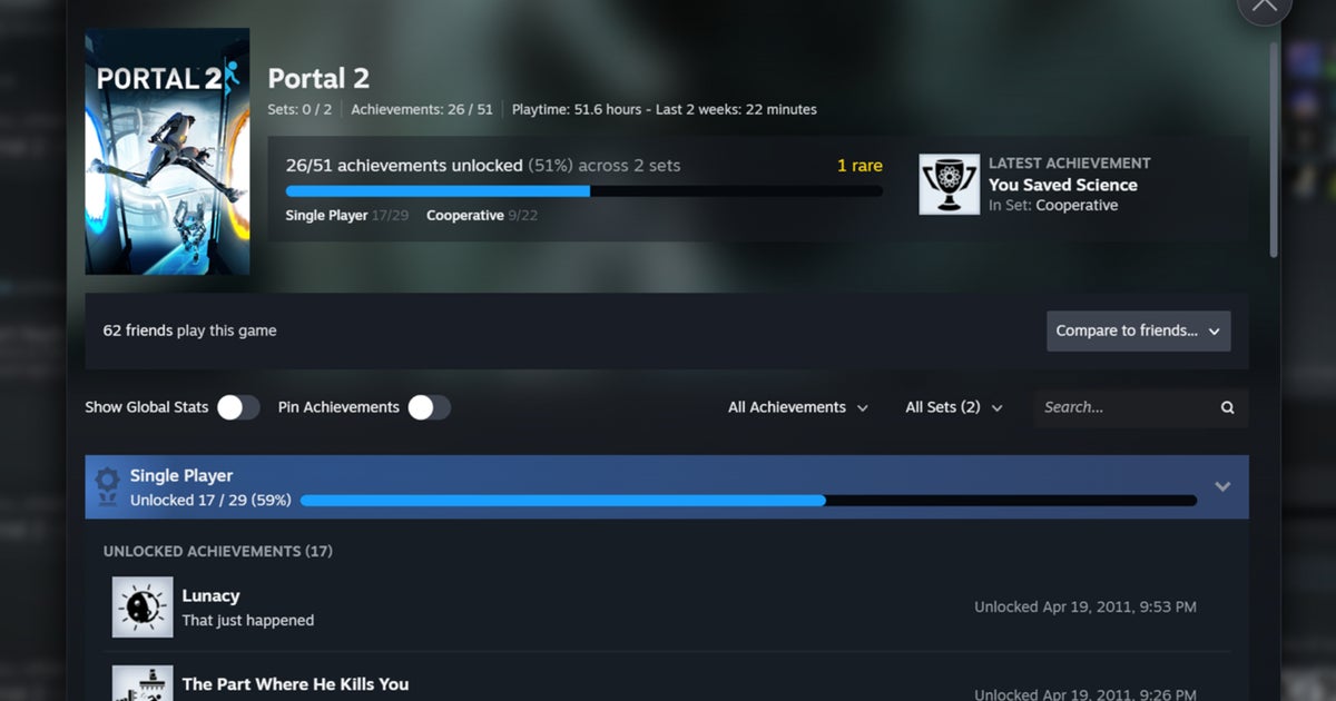 Valve roll out Steam Achievement Sets in beta, splitting up games’ perpetually growing trophy masses into DLC and season buckets