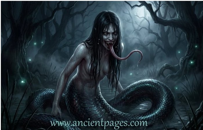 Gigantic Terrifying Snake-Like Creature With A Woman’s Face In Japanese Beliefs